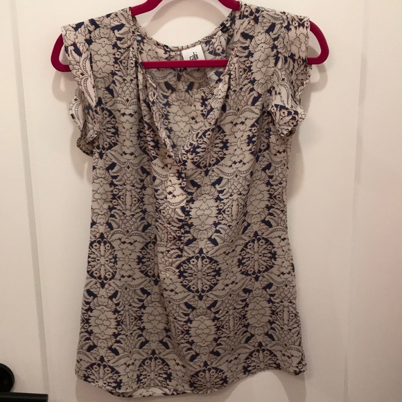 Cabi Tank Blouse in Orange/Navy/Tan - Picture 1 of 3